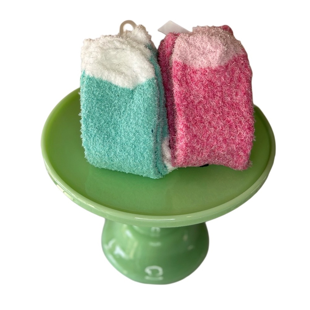 Women's Fuzzy Socks - Pink and Blue - Picture 2 of 3